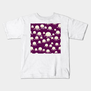 Frowny Octopus - Super Cute Purple Cephalopod Pattern Kids T-Shirt